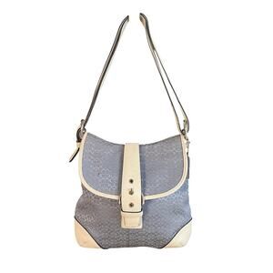 Coach Soho Signature Shoulder Bag Style 6376 J3K Blue Jacquard White Leather